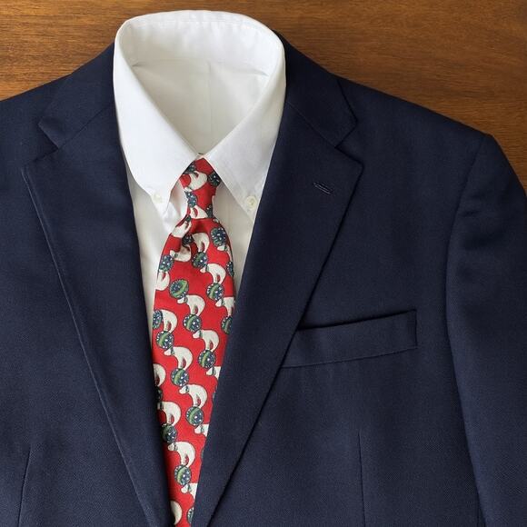 Brooks Brothers Silk Holiday Tie Polar Bears Red USA Made - Picture 7 of 7